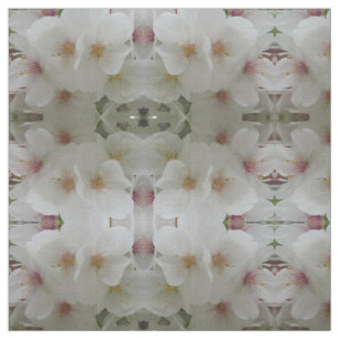 Tela Tejido de flores blancas
