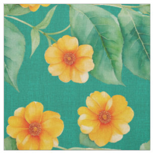 Tela Tejido de flores de Ilima impreso en hawaiano