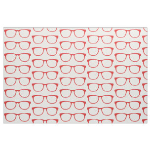 Tela Tejido de Gafas Geek Hipster Rojo