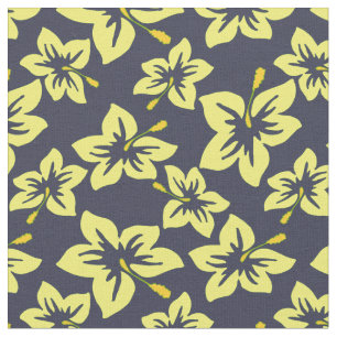 Tela Tejido de impresión floral amarillo hawaiano Hibi