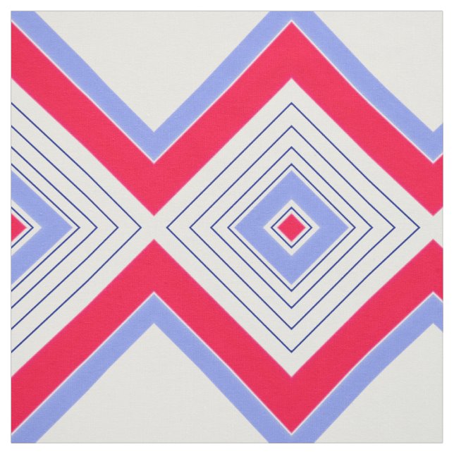 Tela Tejido de impresión moderno azul y rojo (Retal)