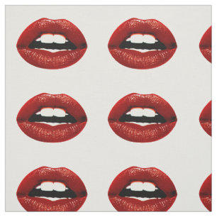 Tela Tejido de labios rojos