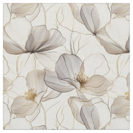 Tela Tejido de líneas florales neutrales
