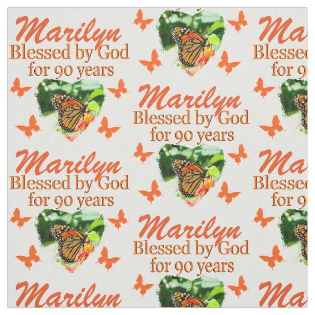 TELA TEJIDO DE MARIPOSA PERSONALIZADO 90 CUMPLEAÑOS (Retal)