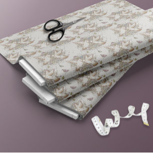 Tela Tejido de mariposas florales de palomas pasteles