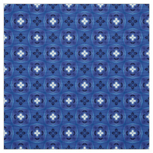 Tela Tejido de mobiliario blanco azul Glitch2
