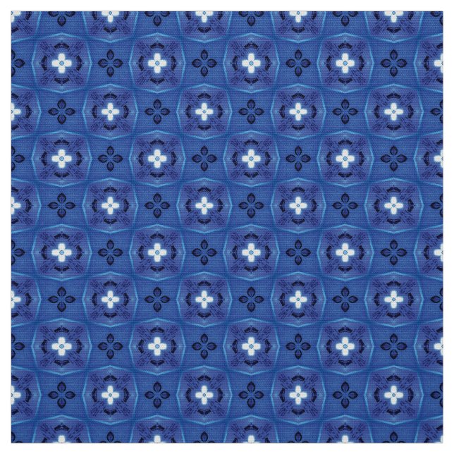 Tela Tejido de mobiliario blanco azul Glitch2 (Retal)