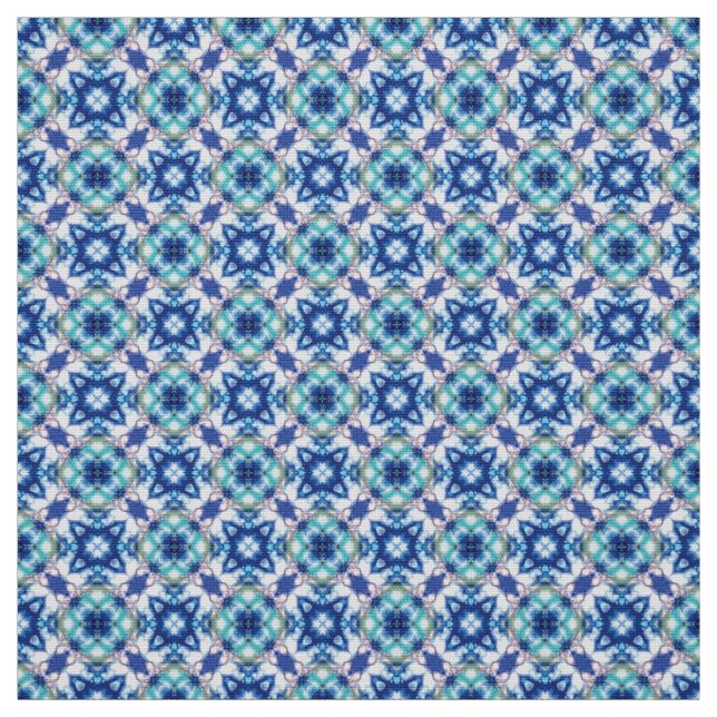 Tela Tejido de mobiliario blanco azul Glitch2 (Retal)