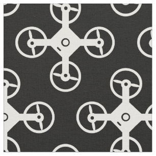 Tela Tejido de motivos de drones en blanco y negro