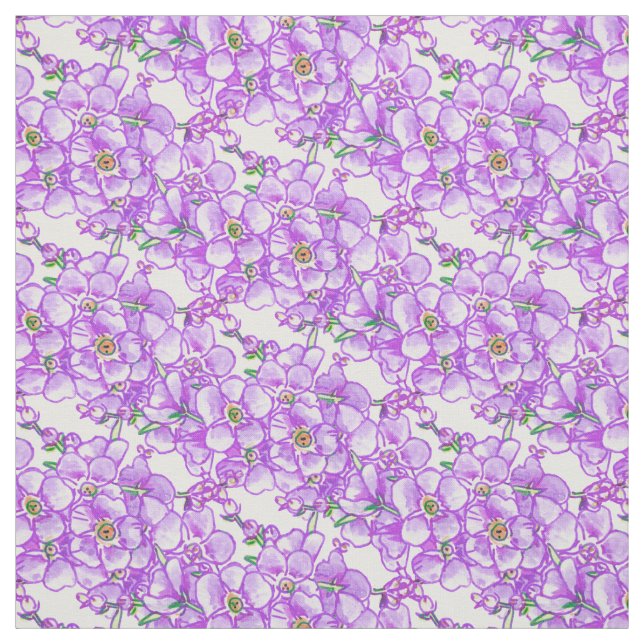 Tela Tejido de motivos florales morado (Retal)