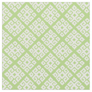Tela Tejido de motivos verde blanco de clave geométrica