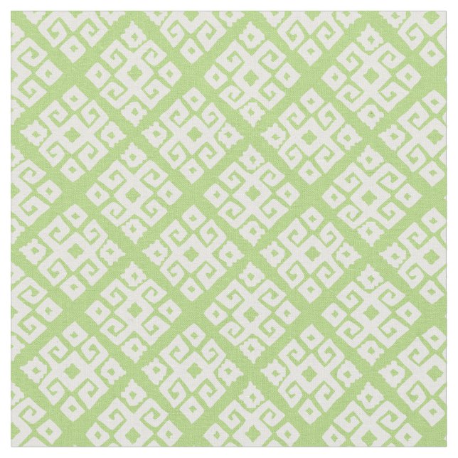 Tela Tejido de motivos verde blanco de clave geométrica (De cerca)