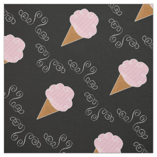 Tela Tejido de nata de nata de helado negro y rosa