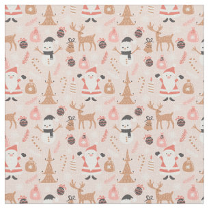 Tela Tejido de Navidades rosados caprichosos