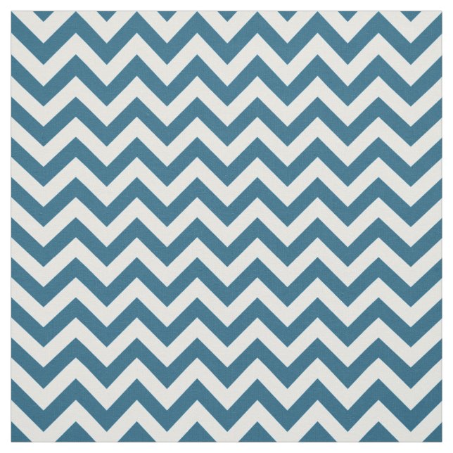 Tela Tejido de patrón Chevron de moda azul blanco (Retal)