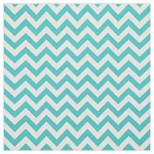 Tela Tejido de patrón Chevron de moda blanca turquesa
