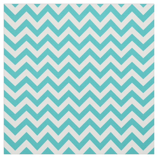 Tela Tejido de patrón Chevron de moda blanca turquesa (Retal)