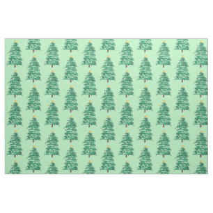 Tela Tejido de patrón de árbol de Navidad de pintura su