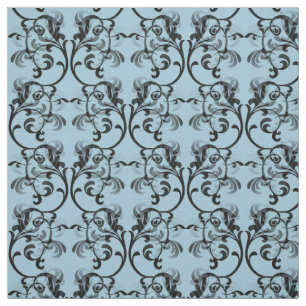 Tela Tejido de patrón de damasco parisino azul