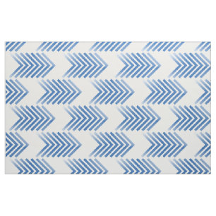 Tela Tejido de patrón de flecha tribal azul blanco