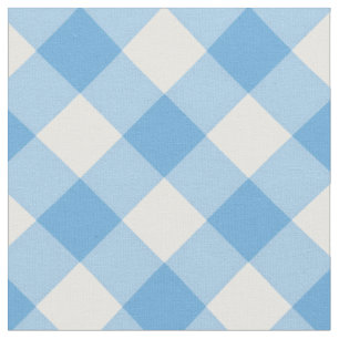 Tela Tejido de patrón de Gingham blanco/azul diagonal