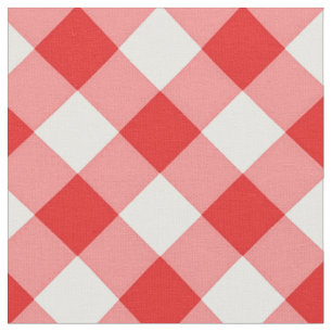 Tela Tejido de patrón de Gingham blanco/rojo diagonal