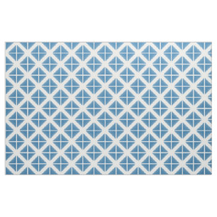 Tela Tejido de patrón de triángulos de moda azul blanco