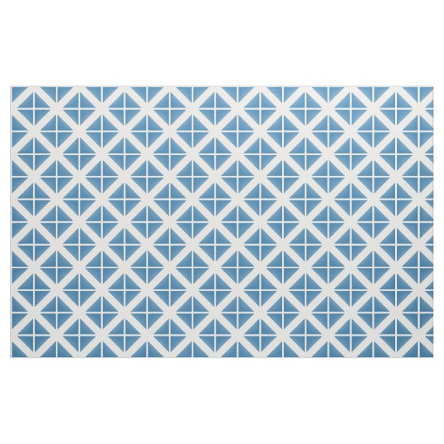 Tela Tejido de patrón de triángulos de moda azul blanco (Yarda)