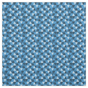 Tela Tejido de patrón de triángulos geométricos azules