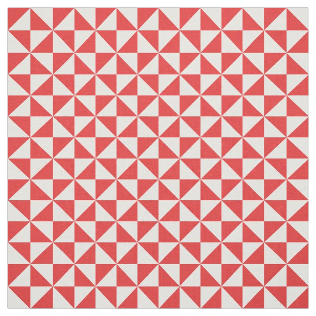 Tela Tejido de patrón de triángulos rojo blanco moderno (Retal)