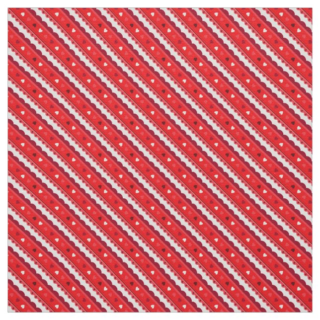 Tela Tejido de patrones de corazón y encaje/rojo (Retal)