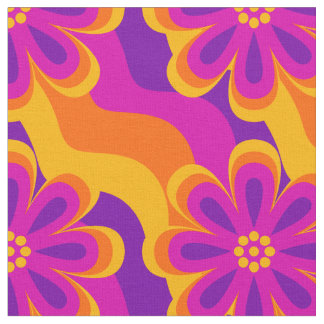 Tela Tejido de patrones de flores y olas de estilo de l