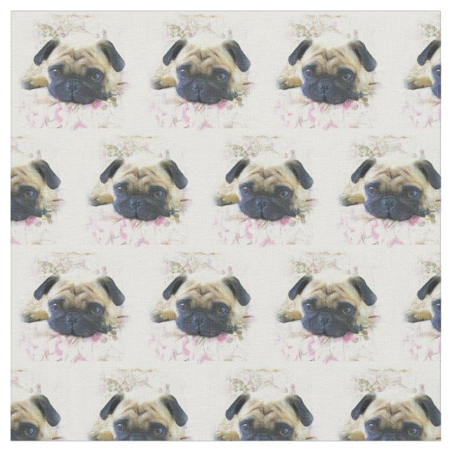 Tela Tejido de Personalizado de perro pug (De cerca)