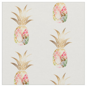 Tela Tejido de piña dorada acuarela
