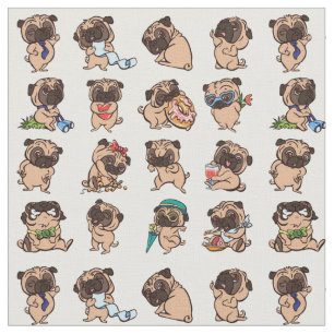 Tela Tejido de pug Super Cute