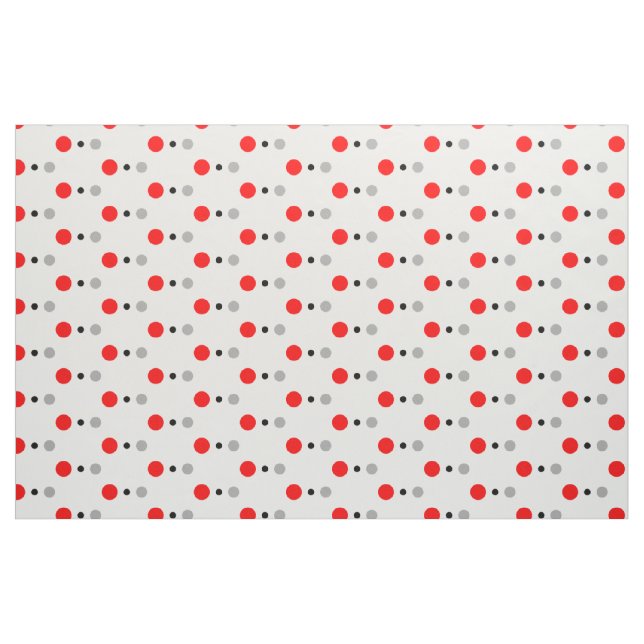 Tela Tejido de puntos de polka gris y negro rojo ("Cuarto gordo" (fat quarter))