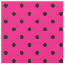 Tela Tejido de puntos de polka rosado/negro