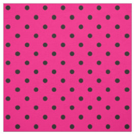 Tela Tejido de puntos de polka rosado/negro