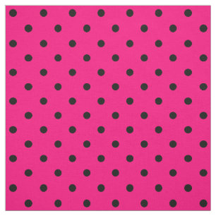 Tela Tejido de puntos de polka rosado/negro
