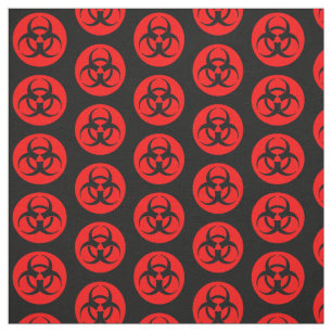 Tela Tejido de símbolos de riesgo biológico rojo