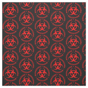 Tela Tejido de símbolos de riesgo biológico rojo y ne