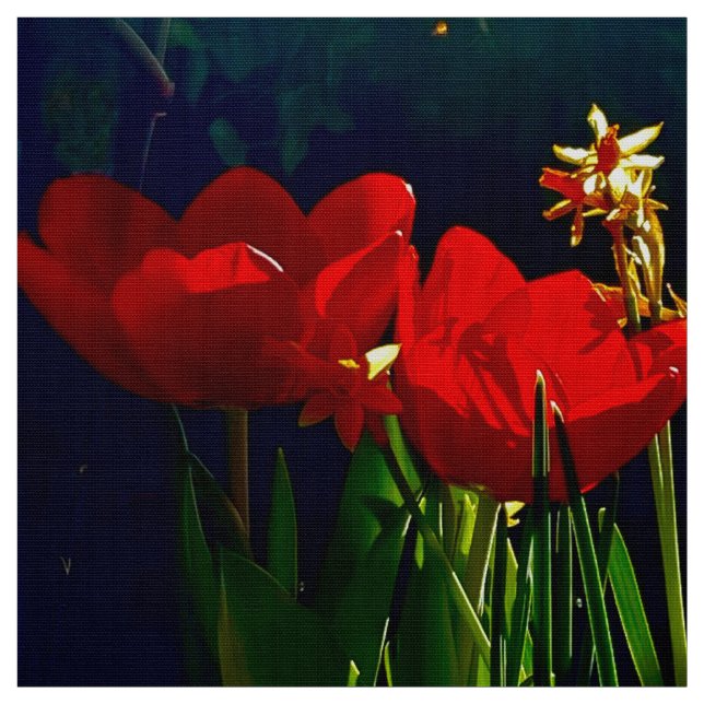 Tela Tejido de tulipán rojo (Retal)