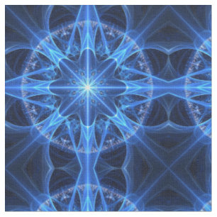 Tela Tejido Estrella fractal - Radiancia azul