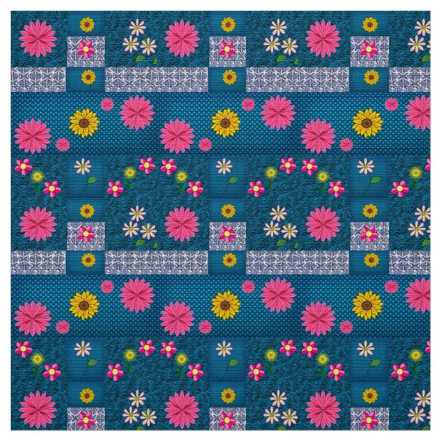 Tela Tejido floral azul (Retal)