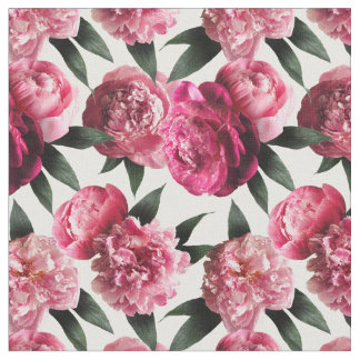 Tela Tejido floral de peones rosados