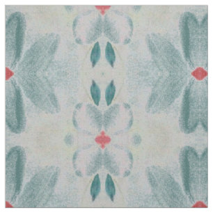 Tela Tejido floral gris y rojo granero verde azulado