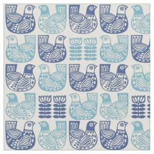 Tela Tejido - Flores de arte folclórico escandinavas