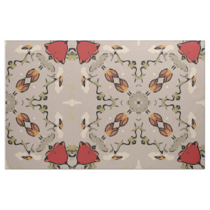 Tela Tejido geométrico de tulipanes rojos