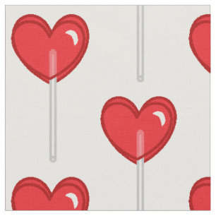 Tela tejido lollipop de corazón rojo