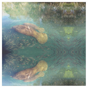 Tela Tejido manatee de mamá y bebé